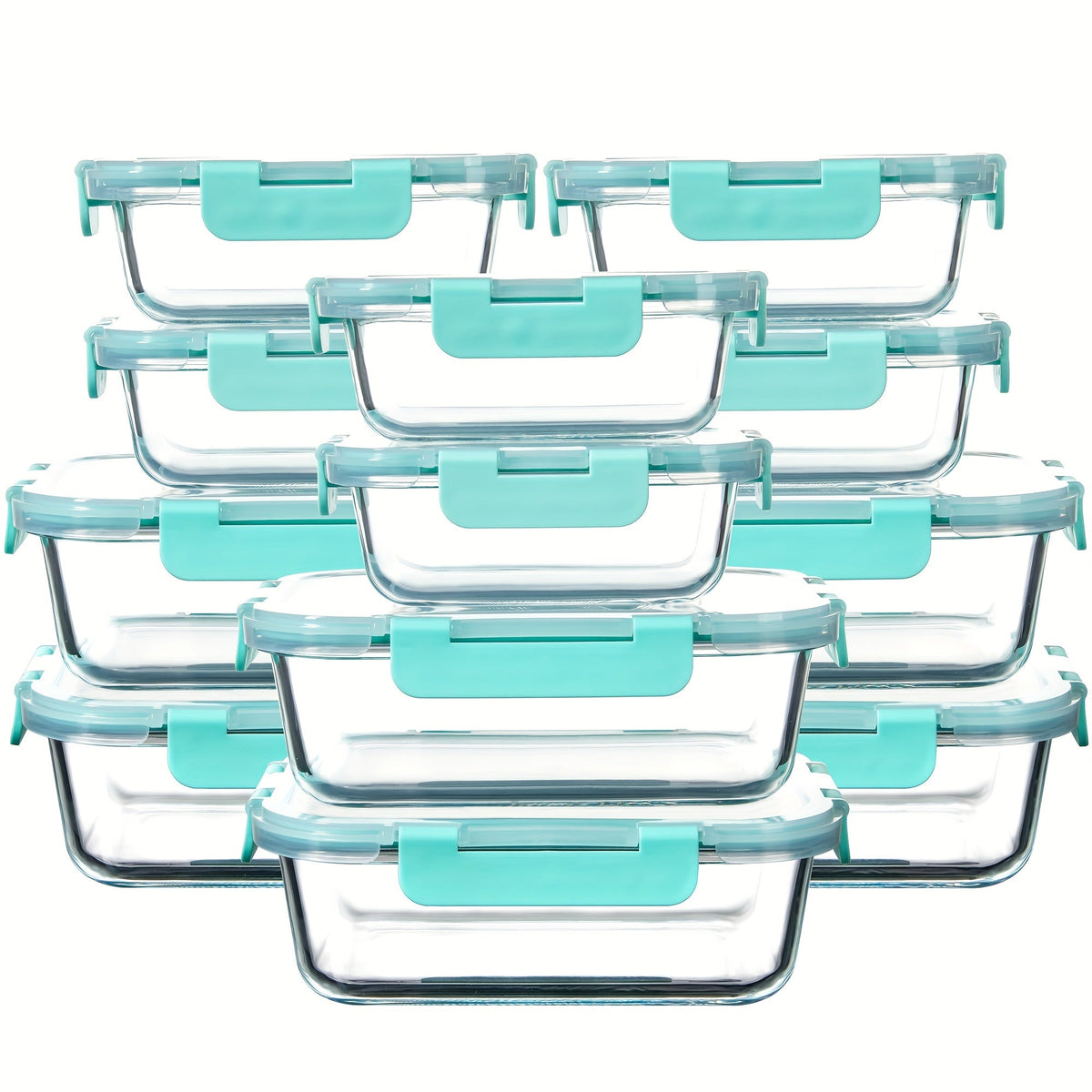 Borosilicate Glass Food Storage Containers 24-Pack (12 Bowls + 12 Airtight Lids) – Meal Prep Glass Bowls, Microwave & Dishwasher & Freezer Safe, BPA Free, Multi-Color Lids for Kitchen & Lunch