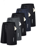Men's Athletic Shorts 5-Pack – Quick-Dry Gym Workout & Basketball Shorts with Stretch Waistband & Side Zip Pocket, Lightweight Activewear for Running, Hiking & Casual Wear
