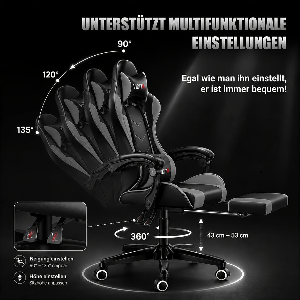 Ergonomic Gaming Chair Racing Style with Lumbar Support High Back Adjustable Office Chair for Adults Teens PC Computer Desk Chair Recliner