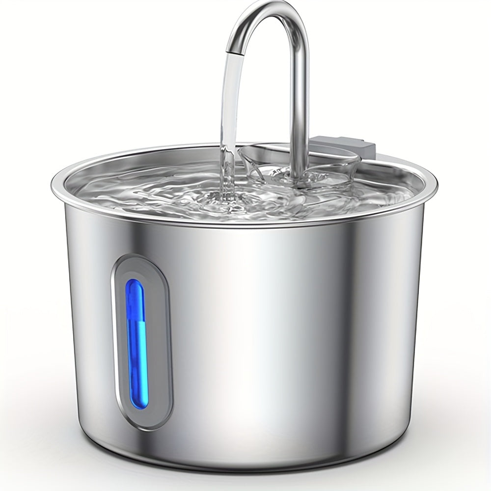 Automatic Pet Water Fountain Stainless Steel - 74oz/2.2L USB-Powered Cat & Dog Water Dispenser with Water Level Window, Ultra-Quiet Pump, Easy-Clean Design, Encourages Healthy Hydration for Cats & Puppies