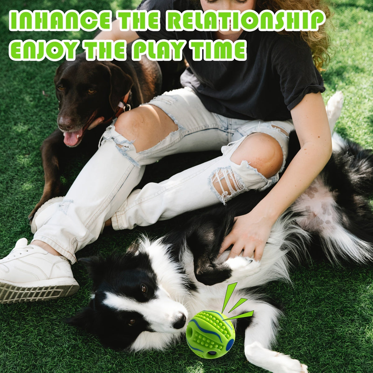 Spiky Rolling Sound Ball Dog Toy 3.94" - Interactive Funny Sounds Teeth Cleaning Herding Ball, Training Play Toy for Medium Large Dogs, Durable Rubber Sensory Ball with Squeaky Noise