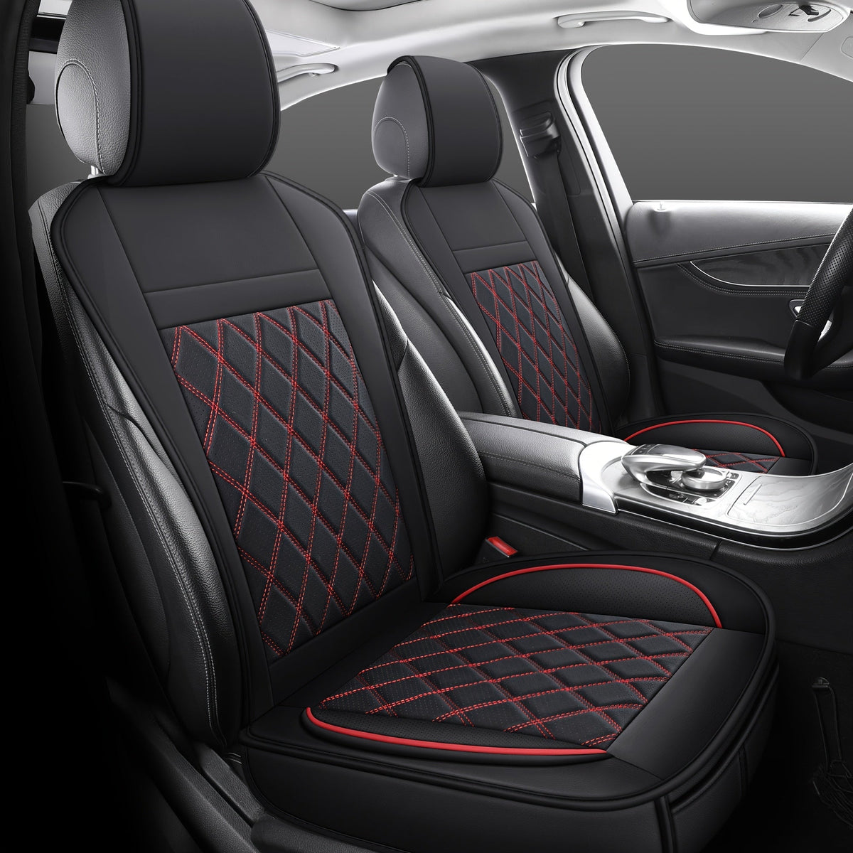 Universal Front Car Seat Covers 2-Pack Full Surround High-Back Bucket Seat Protector Anti-Slip Easy Install for Cars SUVs Trucks - Multiple Colors & Styles