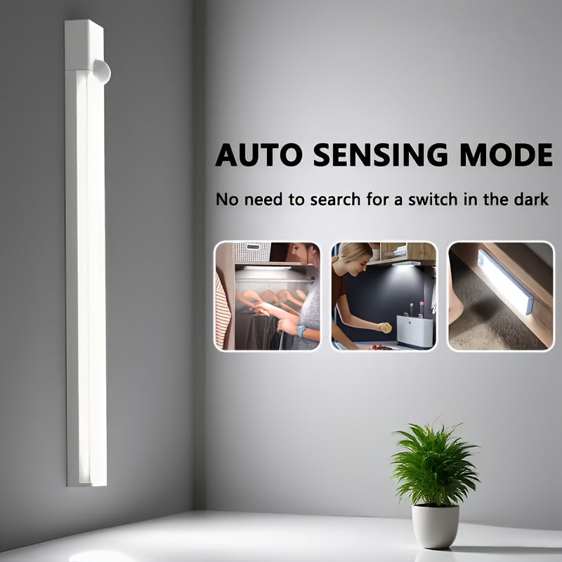 USB-C Rechargeable LED Motion Sensor Cabinet Lights 3 & 6 Pack – Wireless Magnetic Under Cabinet Night Light with 3 Modes for Kitchen, Closet, Stairs, Hallway & Bathroom, 10cm/20cm/30cm