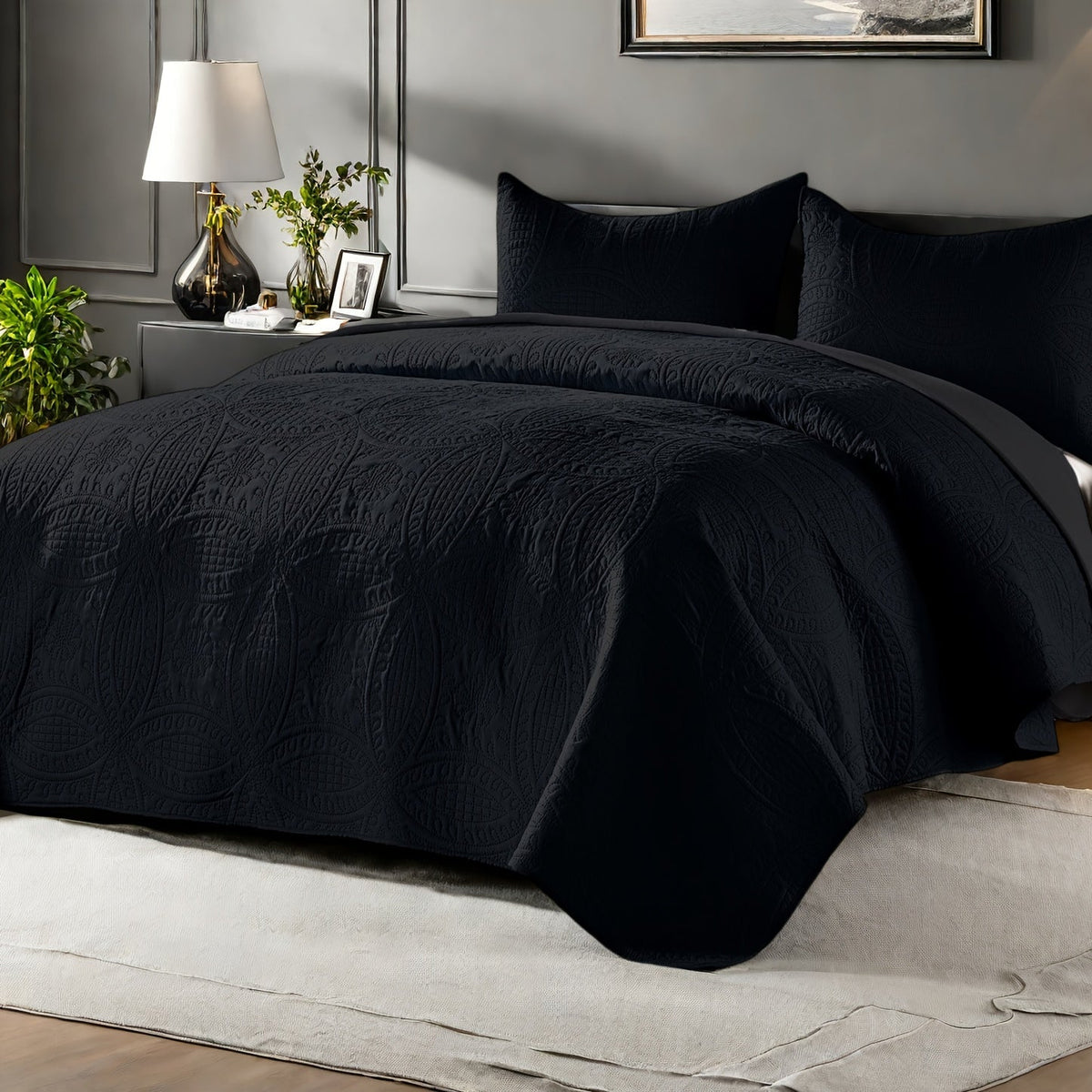 Cooling Summer Quilt Set 2-3 Piece Lightweight Breathable Microfiber Bedspread – Modern Coin Pattern Coverlet Twin Queen King, All Season, Multiple Colors, Holiday Gift for Family