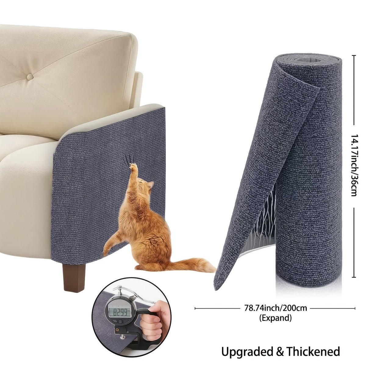 Cat Scratch Furniture Protectors Self-Adhesive - Trimmable Sofa & Wall Scratch Guards, Durable Cat Scratching Deterrent Pads for Couch, Chair, Door Frame