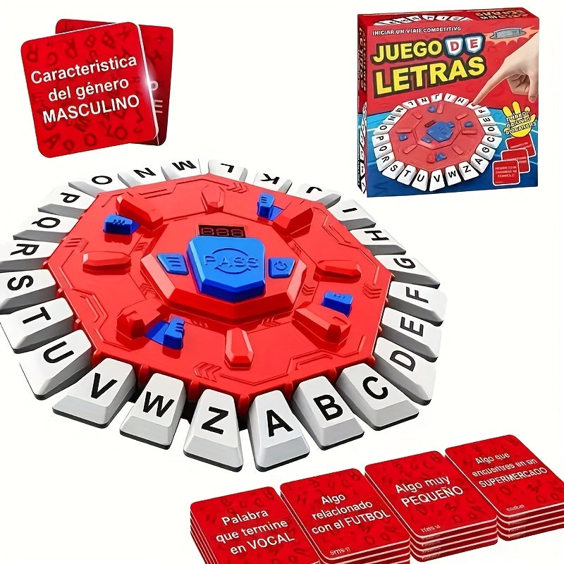 Spanish Alphabet Game for Kids - Fast-Paced Memory Matching Board Game with Round ABS Board, Countdown Timer, Colorful Letters & Cards - Educational STEM Toy for Family Party Game Night, Ages 4+