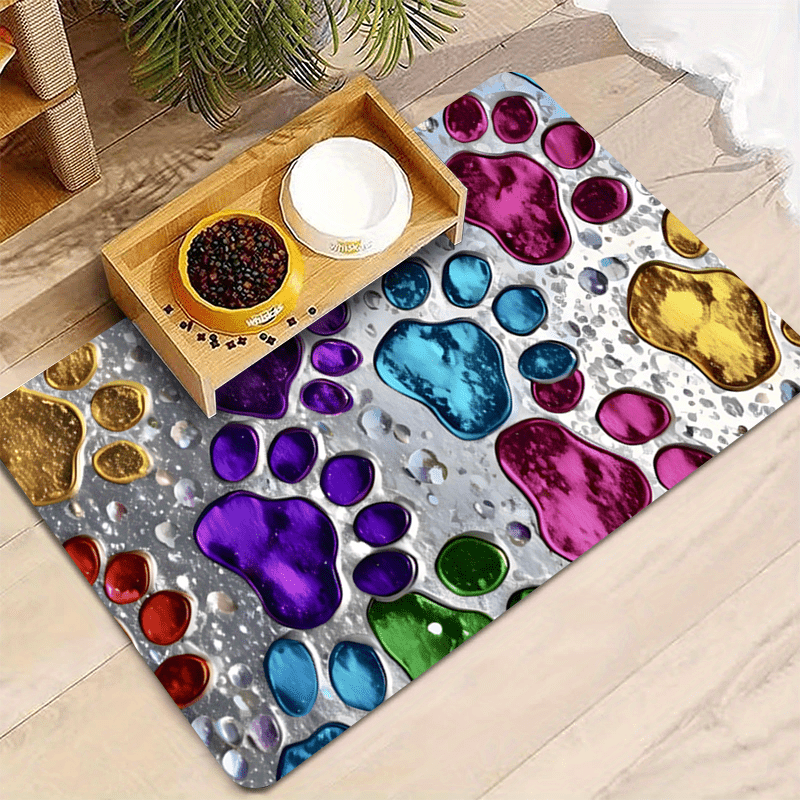Waterproof Pet Feeding Mat for Dogs & Cats – Non-Slip Spill-Proof Food Mat, Quick-Dry Absorbent Floor Protector for Hardwood & Carpet, Heavy-Duty Polyester Mat for Messy Eaters & Large Breeds