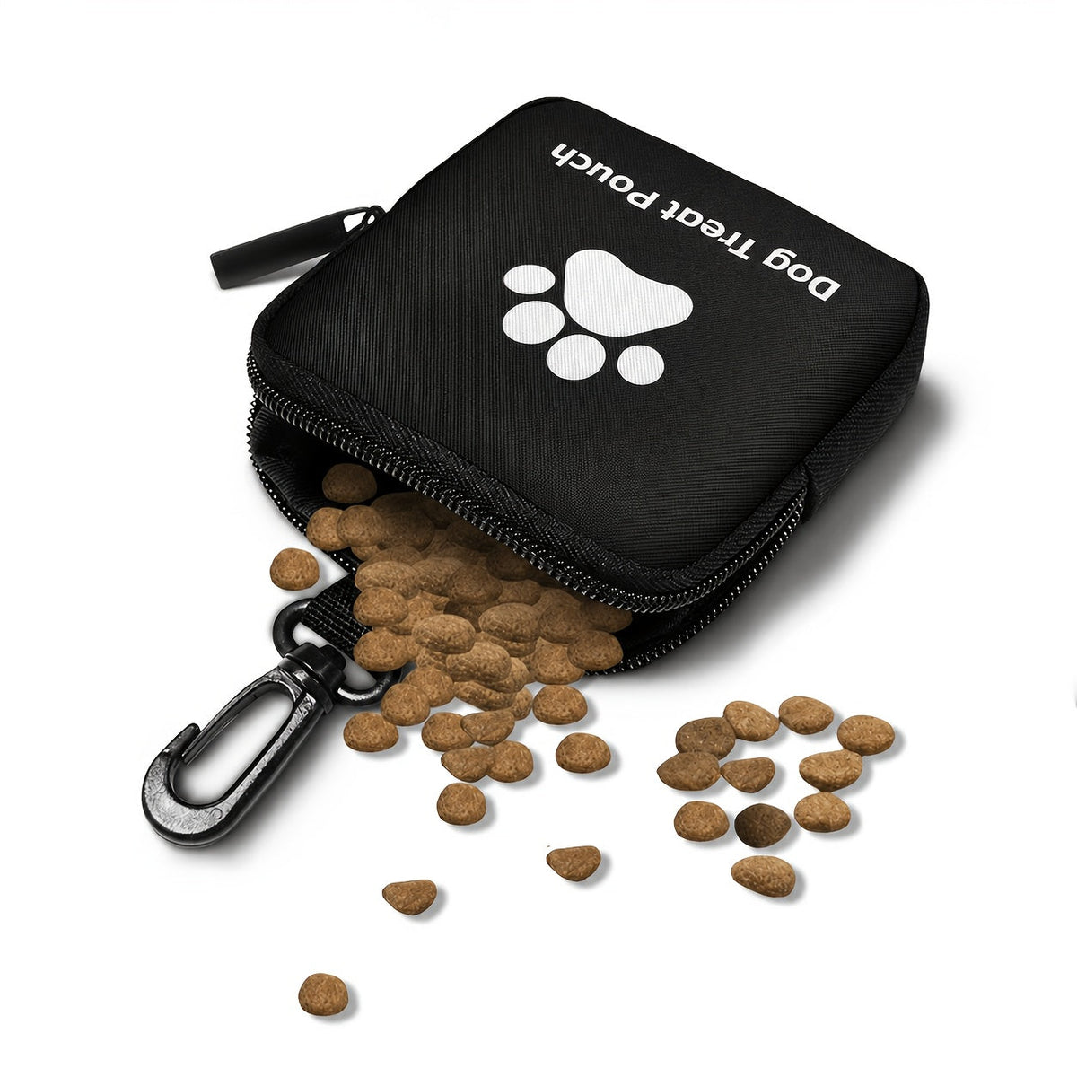 Dog Training Treat Pouch with Zipper - Portable Pet Snack Bag for Outdoor Walks Training and Travel, Hands-Free Dog Treat Bag with Belt Clip, 4 Colors Black Purple Blue Red