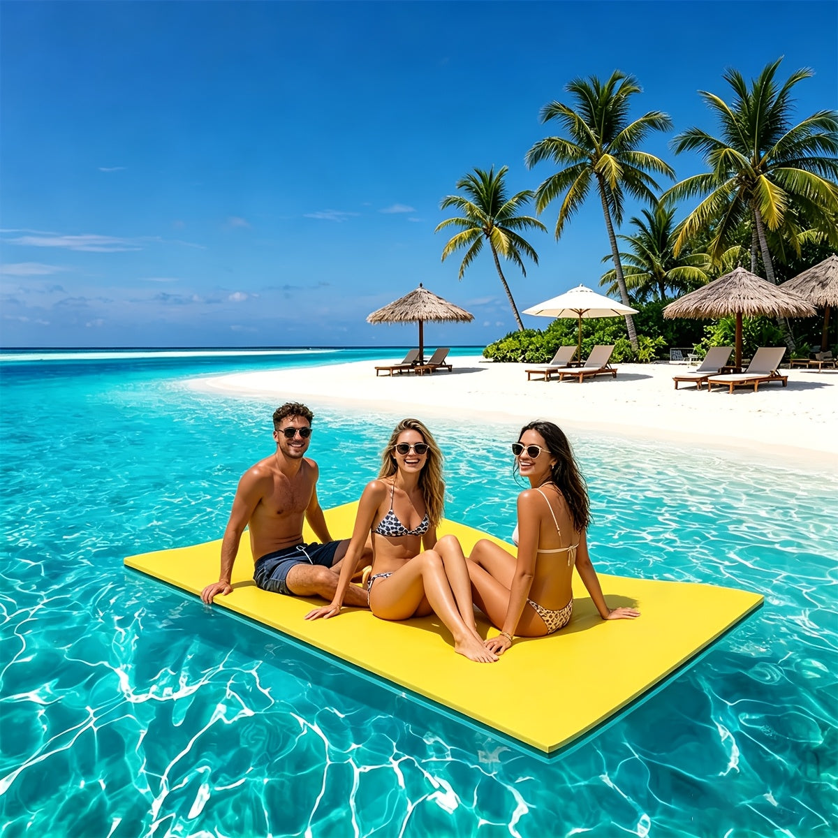Floating Water Mat for Lake 11FT & 19.8FT – 3-Layer Tear-Resistant XPE Foam Lily Pad Float for Adults, Portable Rollup Water Floating Pad for Swimming, Relaxing & Water Recreation