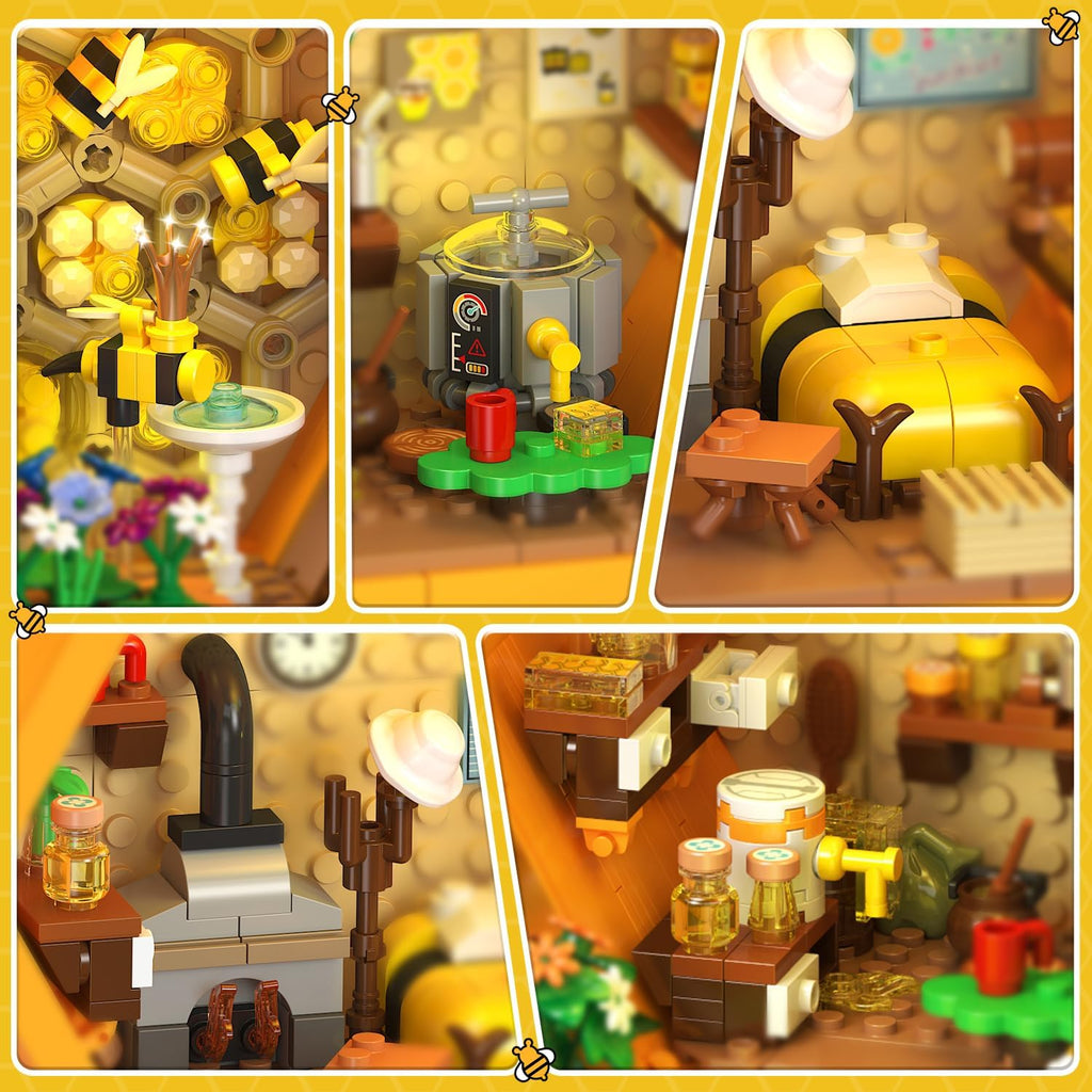 Beehive Building Set 1773 Pieces Treehouse Decorative Model with Flowers Animals & Botanical Motifs – Creative Building Blocks Gift for Adults Boys & Girls