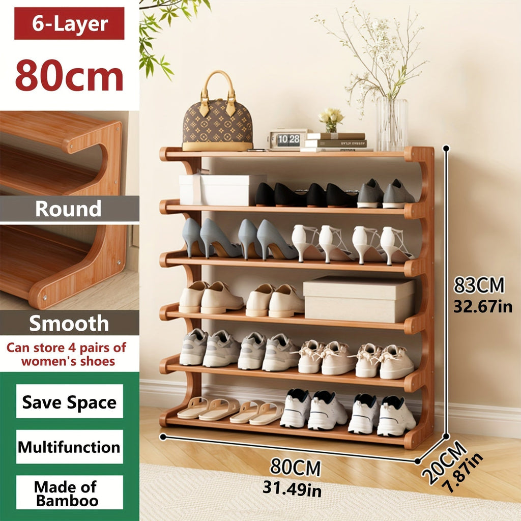 Shoe Rack 3/5/6-Tier Wood Grain Cube Organizer | Space-Saving Multi-Layer Shoe Storage Shelf | Easy Assembly Self-Standing Shoe Tower for Entryway Dorm Closet Bedroom | Brown