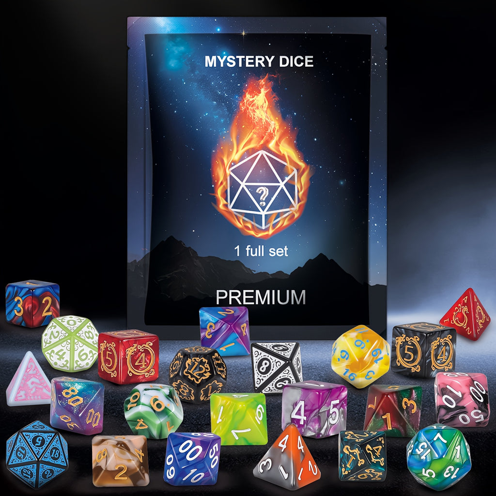 DnD Polyhedral Dice Set with Velvet Bag, 7-Piece Acrylic RPG Dice for Dungeons & Dragons, MTG, Tabletop Board Games, D20 D12 D10 D8 D6 D4 Complete Set, Great Halloween Christmas Birthday Gift