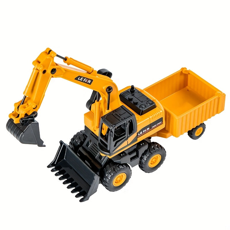 3-in-1 Excavator Bulldozer Dump Truck Toy Large 26cm Construction Vehicle 360° Rotating Cab Friction Powered Battery-Free Kids Toy for Boys Girls Age 3+ Christmas Halloween Back to School Gift