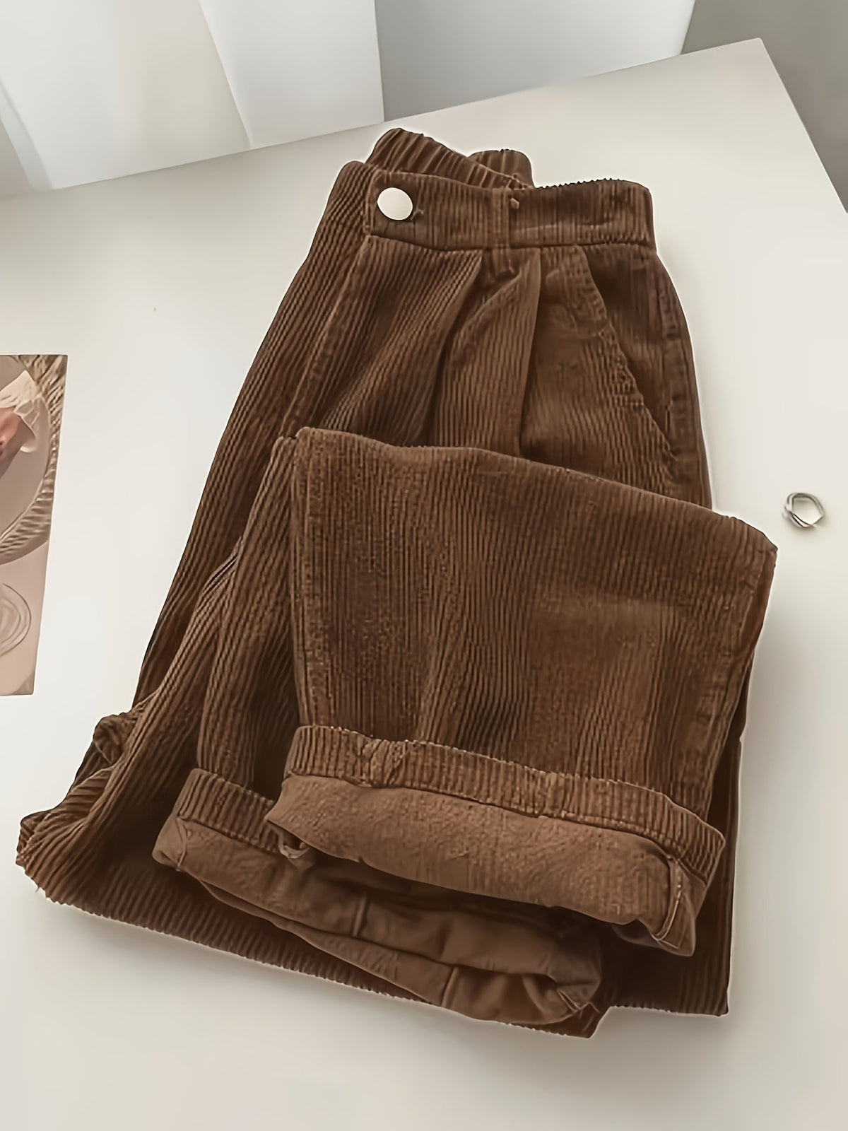 Women's Drapey Straight Casual Trousers - Lazy Style Wide Leg Pants for Women in Black Brown Burgundy Olive Navy Apricot Sizes S-XXL