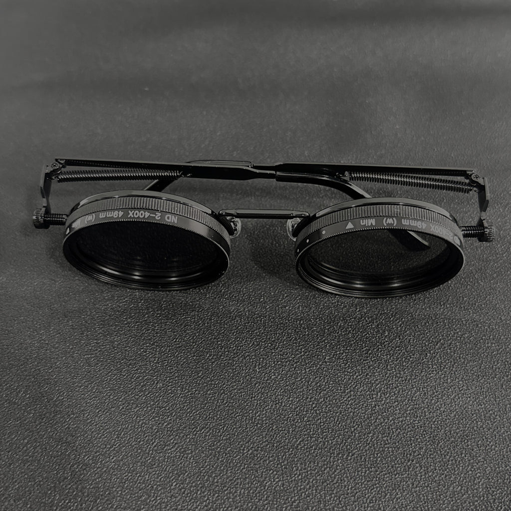 Men's Vintage Steampunk Spin Fashion Glasses – Adjustable Brightness, Alloy Frame, Black & Grey Gradient Interchangeable Lenses, Bohemian Party & Casual Eyewear Accessory