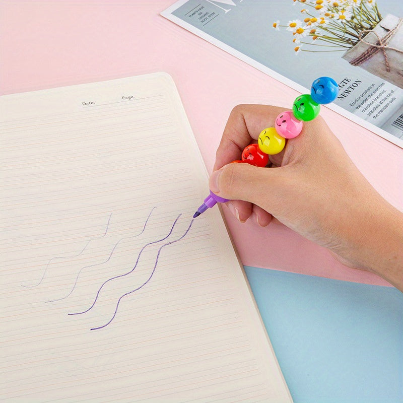 20pcs Cartoon Smiley Face Crayons for Kids - Cute Candy Gourd Shape Crayon Set for Students, Children Painting Art Supplies, School Stationery Gift, Birthday Christmas Halloween Party Favor, Random Colors