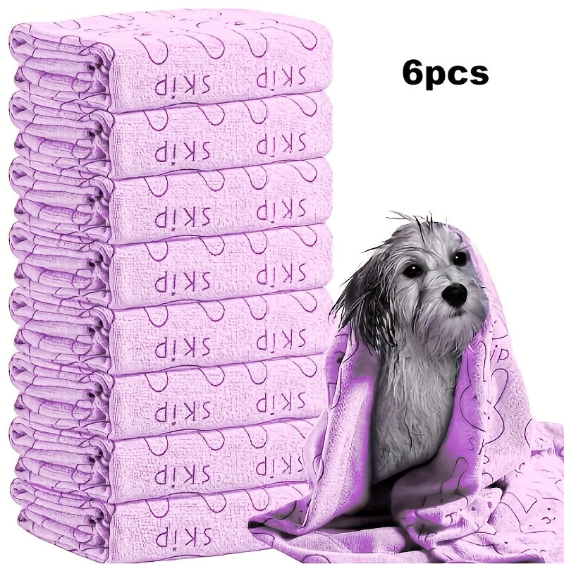 Dog Towels for Bathing Set of 6 - Quick-Dry Microfiber Dog Bath Towels, Super Absorbent Polyester Grooming Towel for Small Medium Large Breeds, Soft Pet Drying Towel Multi-Pack