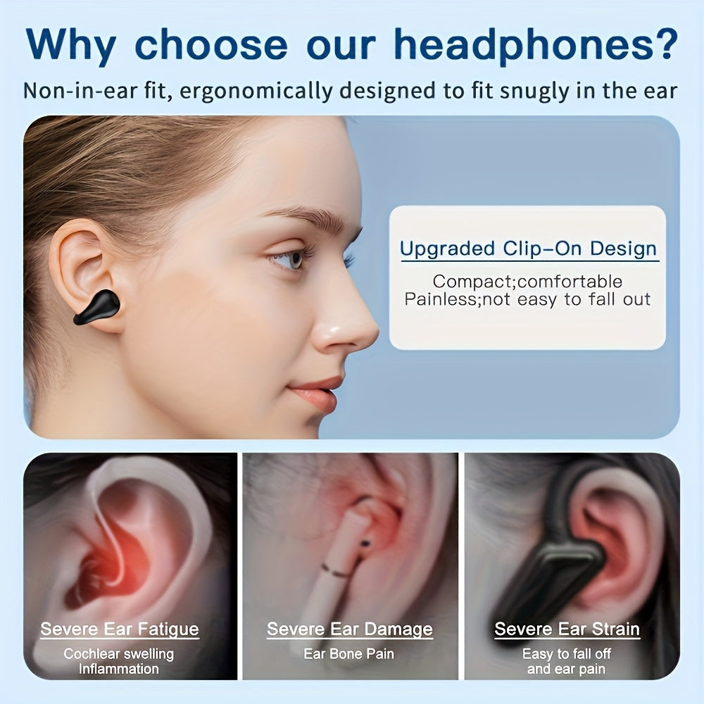 Open-Ear Wireless Earphones Bluetooth 5.4 TWS 360 Degree Ambient Awareness ENC Clear Calls Touch Control All-Day Comfort Sport Fitness Earbuds Secure Fit Truly Open Design