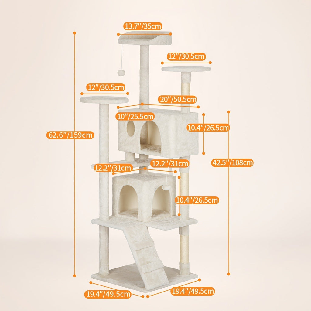 Multi-Level Cat Tree Tower with Scratching Post – Indoor Kitten Activity Center Playhouse, Easy to Assemble, Available in 22"/54"/60"/70" Heights & 7 Colors, Perfect Cat Gift