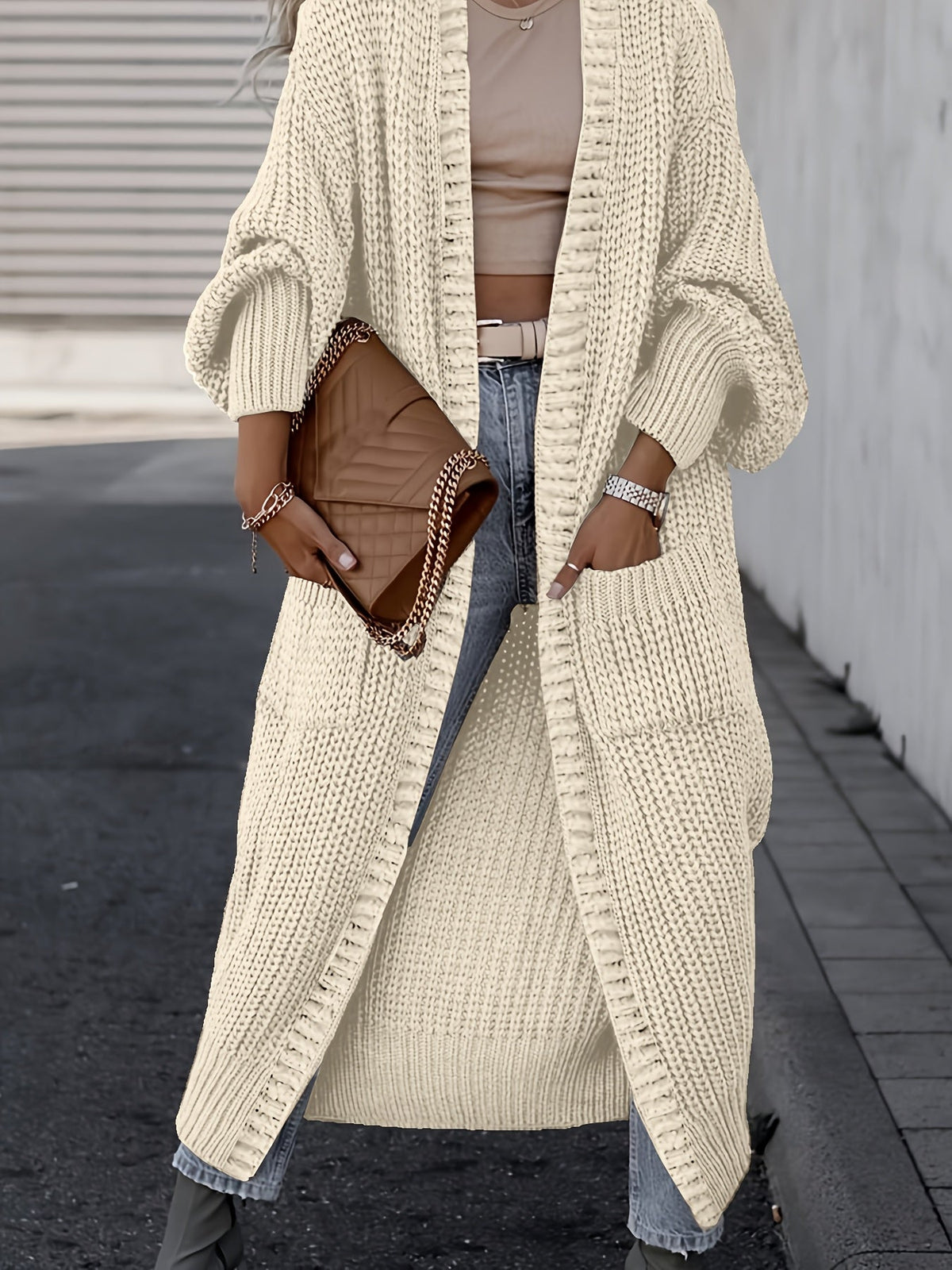 Women Drop Shoulder Cardigan Long Coat with Pockets Solid Color Long Sleeve Fall Winter Oversized Coat S M L XL XXL Grey Black Apricot Camel Navy Cozy Wrap Coat