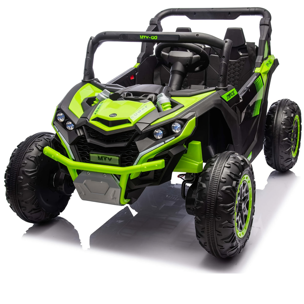 24V 2-Seater Kids Ride-On UTV with Parent Remote Control – 4WD Electric Off-Road Vehicle with 3 Speeds, LED Lights, Bluetooth Music & Suspension for Boys & Girls Ages 3-8