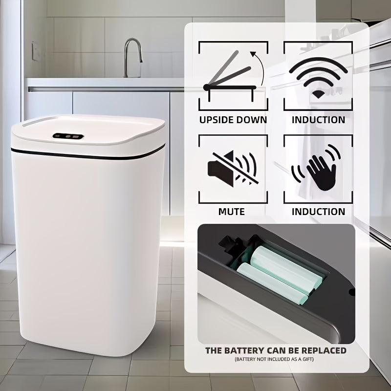 Inductive Smart Trash Can with Sealed Lid and Odor-Proof Technology Touch Control Switch Hands-Free Automatic Sensor Waste Bin Easy-to-Clean for Office Bathroom Bedroom Kitchen