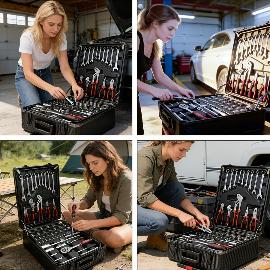52-Piece Professional Tool Set - Chrome Vanadium Steel, Portable Toolbox for Home & Car Repair, Multi-Function DIY Hand Tool Kit for Enthusiasts & Professionals, Great Gift for Men