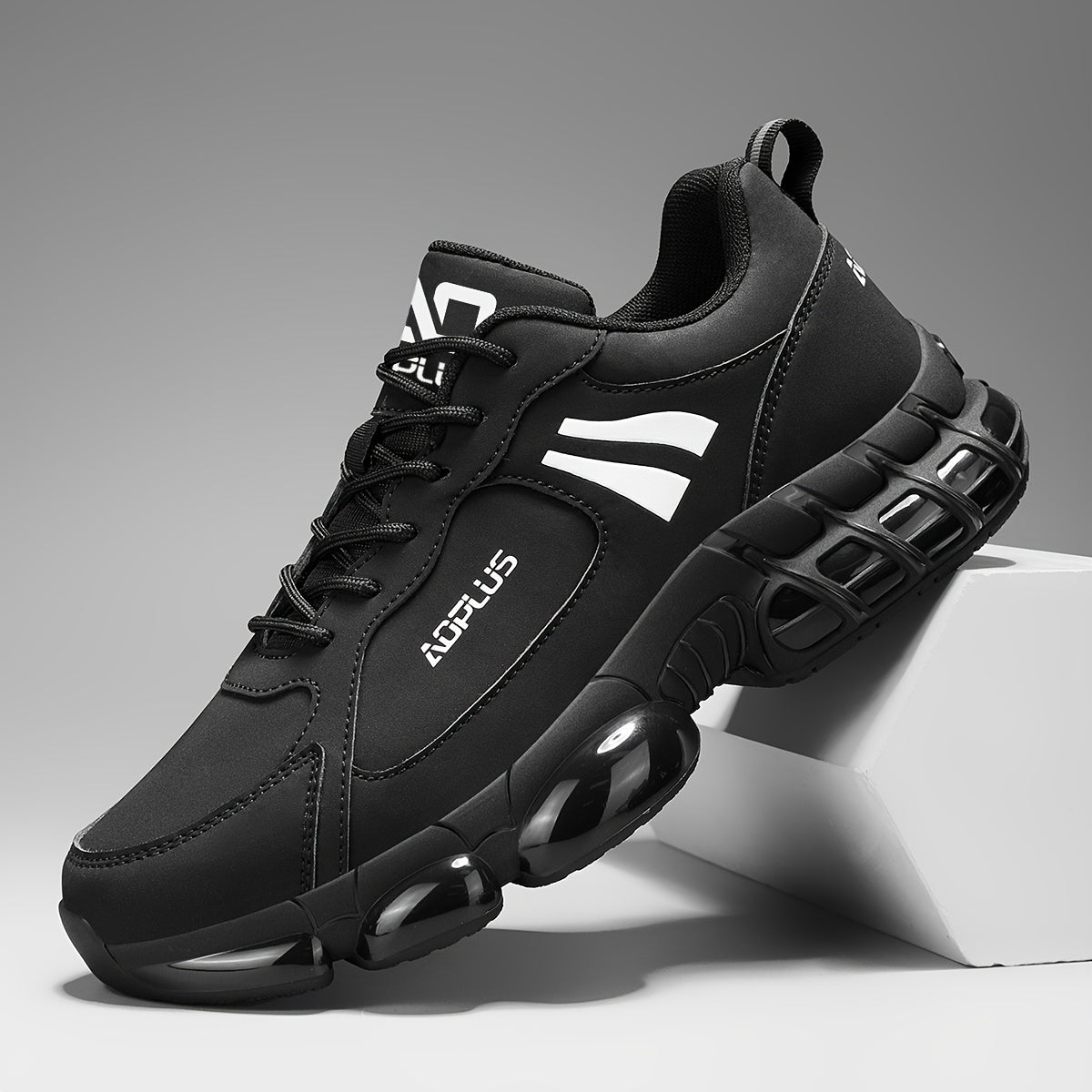 Men's Road Running Sneakers – Anti-Slip Wear-Resistant Lace-Up Athletic Shoes, All Season Low Top Casual Outdoor Sneakers, Blue Black White, Sizes US 6.5–13.5