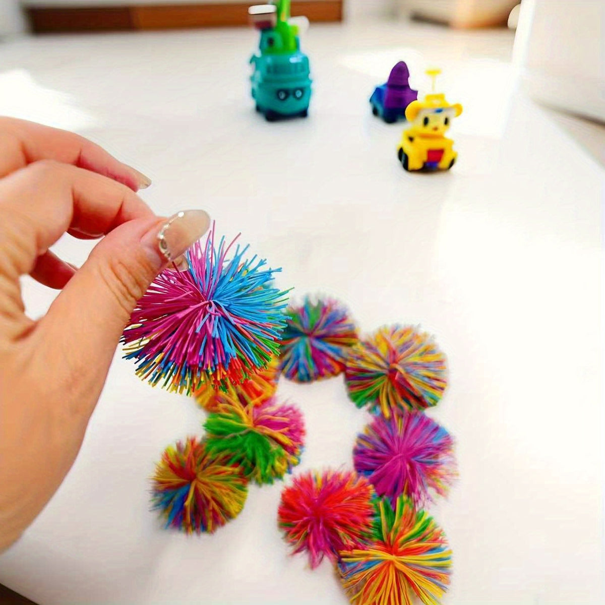 Kush Ball Sensory Bouncy Balls for Kids – Colorful Elastic Squishy Stress Balls Bulk Set for Sensory Play, Party Favors, Classroom Prizes, Birthday Gifts | 7 or 16 Piece Pack