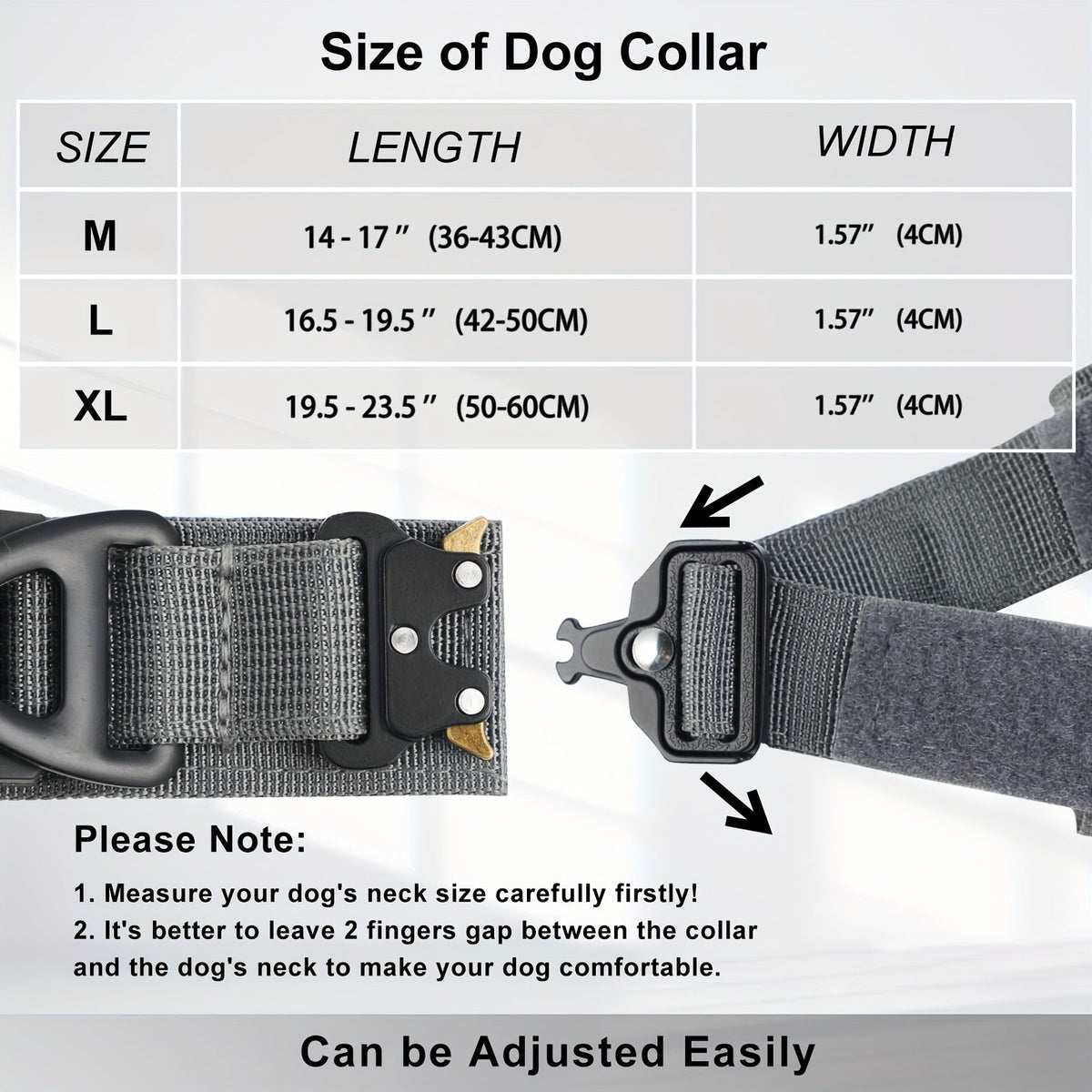 Tactical Dog Collar with GPS Holder - Military Style Heavy Duty Nylon Collar for All Breeds, Adjustable Secure Fit Training Collar, 5 Colors 4 Sizes (M/L/XL) for Large & Medium Dogs
