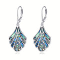 925 Sterling Silver Abalone Shell Dangle Drop Earrings for Women Boho Filigree Iridescent Statement Jewelry Gift