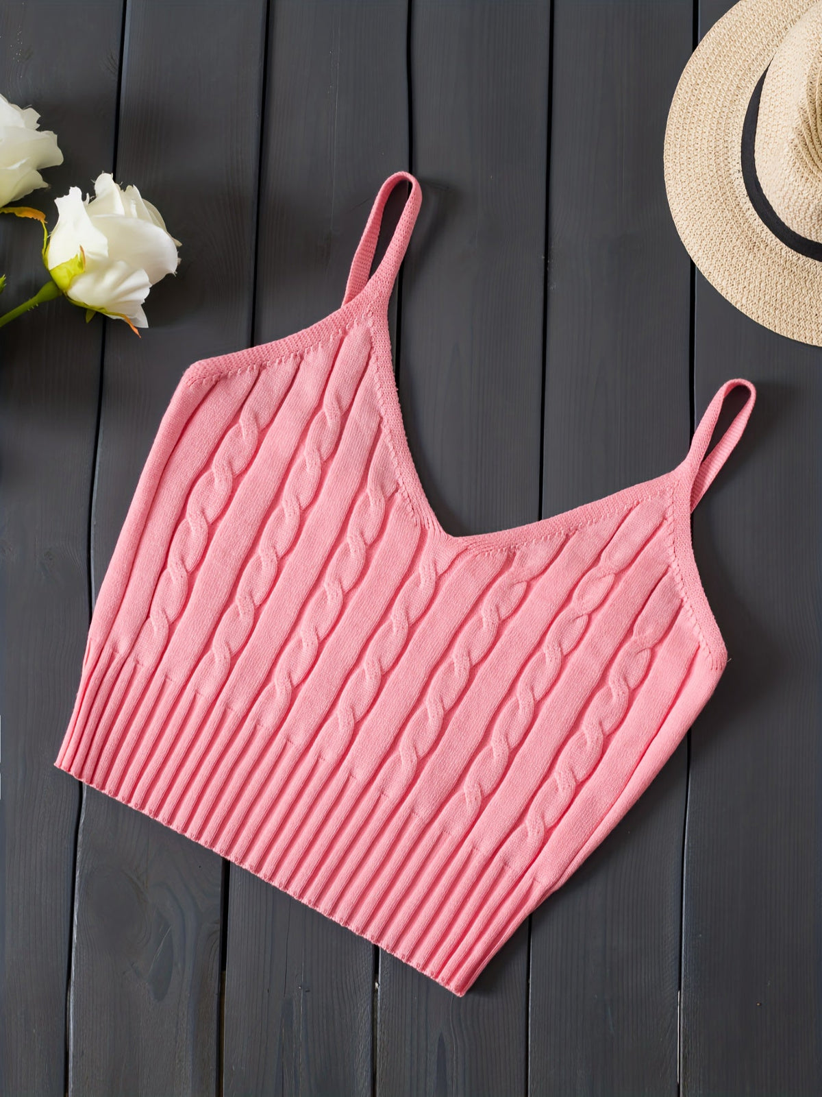 Women's Ribbed V-Neck Tank Top - Stretchy Sleeveless Vest for Layering & Everyday Wear, Beige Casual Summer Cami, Fitted Soft Knit Shirt for Women