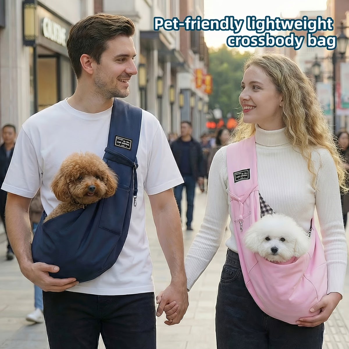 Lightweight Foldable Pet Carrier Crossbody Bag – Breathable Shoulder Strap Travel Bag for Small Dogs & Cats, Portable Outdoor Pet Tote for Hiking Shopping Vet Trips & Everyday Adventures