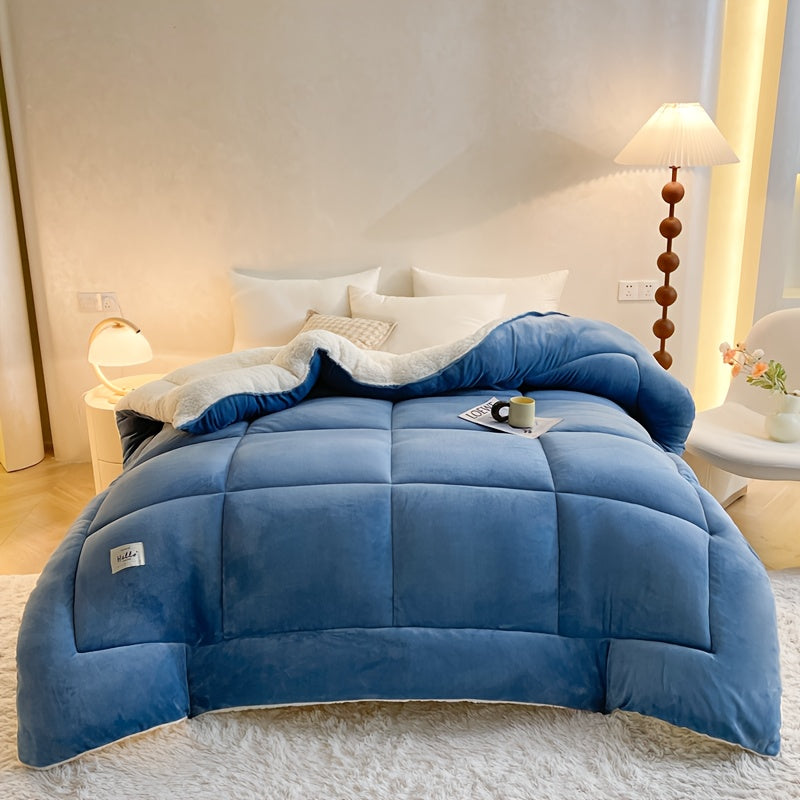 All Season Comforter – Thick Soft Quilted Box Stitch Solid Color, Ultra Breathable Machine Washable Duvet for Autumn Winter Spring, Twin Full Queen King Sizes