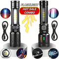2 Pack Rechargeable LED Tactical Flashlight with Telescopic Zoom, COB Side Light & 5 Modes, High Power Handheld Flashlight USB-C for Camping Hiking Biking Emergency – Best Gift for Him