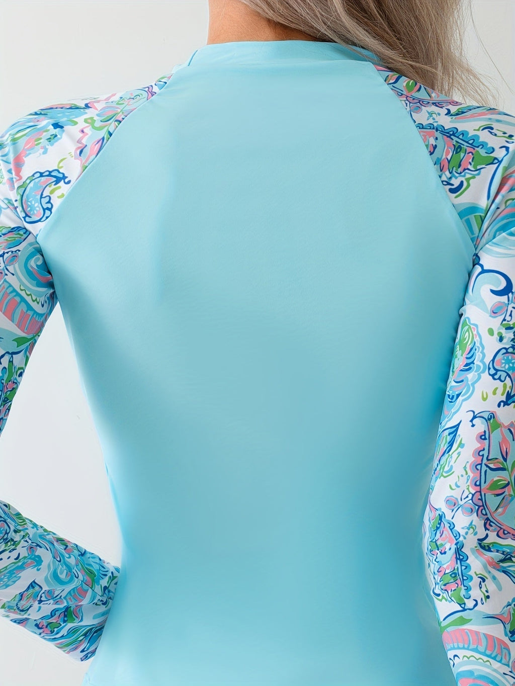 Women's Long Sleeve Tankini Top and Shorts Two-Piece Swimsuit Set Modest Athletic Swimwear for Beach Pool Vacation S-XXL Sky Blue