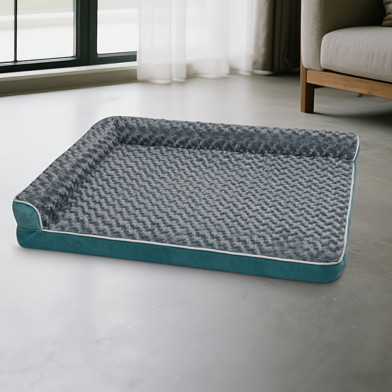 Large Dog Sofa Bed L-Shaped – Tri-Color Fabric Pet Sofa with Removable Cover & Non-Slip Base, Deep Sleep Orthopedic Couch Bed for Large & Medium Dogs