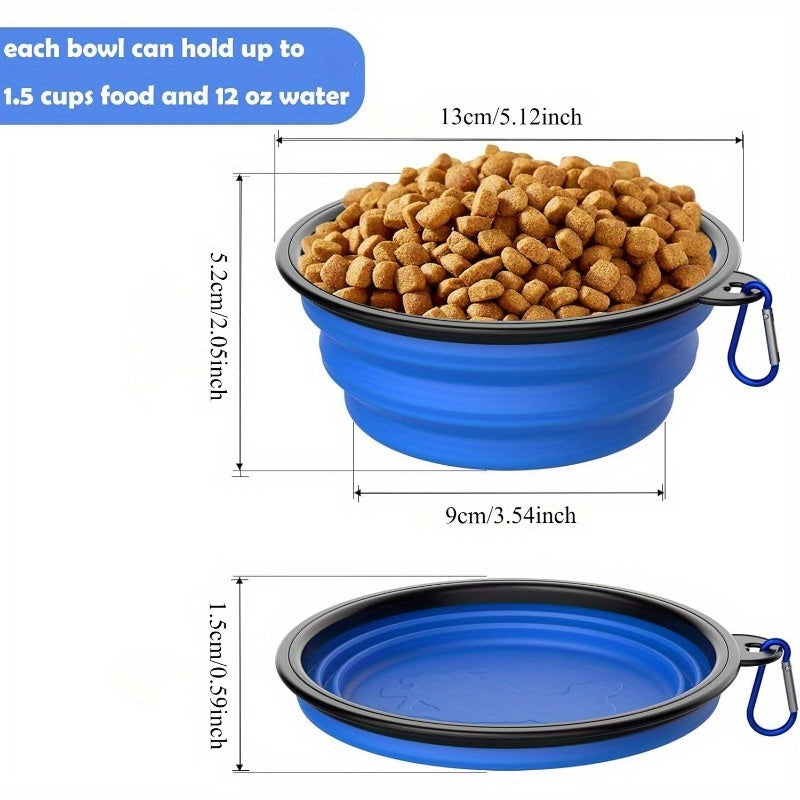6-Pack Collapsible Travel Dog Bowls with Carabiners – Foldable Portable Pet Food & Water Dishes for Hiking, Camping & Walking, Durable Lightweight Compact Design, Vibrant Colors