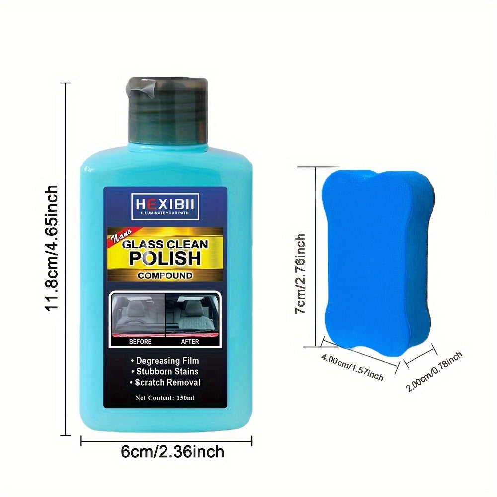 Car Glass Oil Film Cleaner & Windshield Restorer Paste – Removes Oil Film Coatings Water Spots from Auto Windshield & Home Glass, Surfactant-Free Cream Formula for Crystal Clear Visibility
