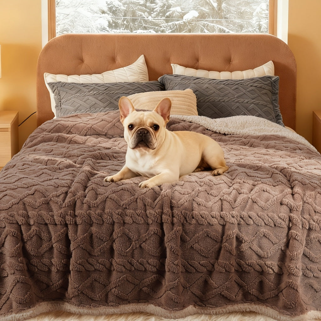 Liquid-Proof Pet Blanket Reversible Sherpa Fleece Sofa Bed Furniture Protector for Dogs Cats Machine Washable Throw Blanket Small Medium Large XL Light Gray Khaki Beige Dark Gray