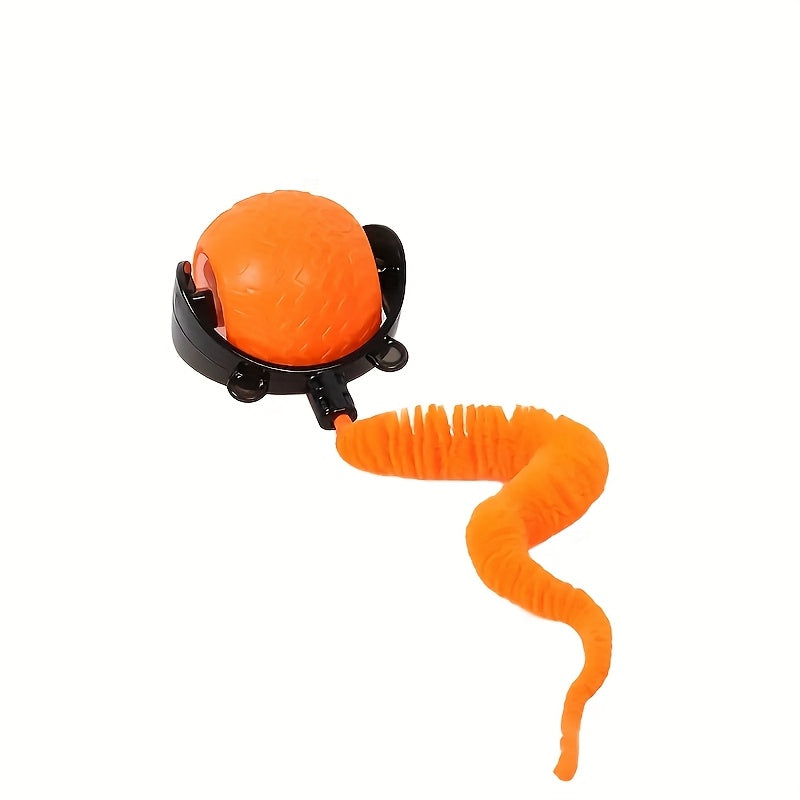 Interactive Cat Toy for Indoor Cats - Automatic Moving Ball with Feather Tail, 360° Self-Rolling Electric Toy Ball for Adult & Kitten, Two Speed Modes, Boredom Buster Pet Gift