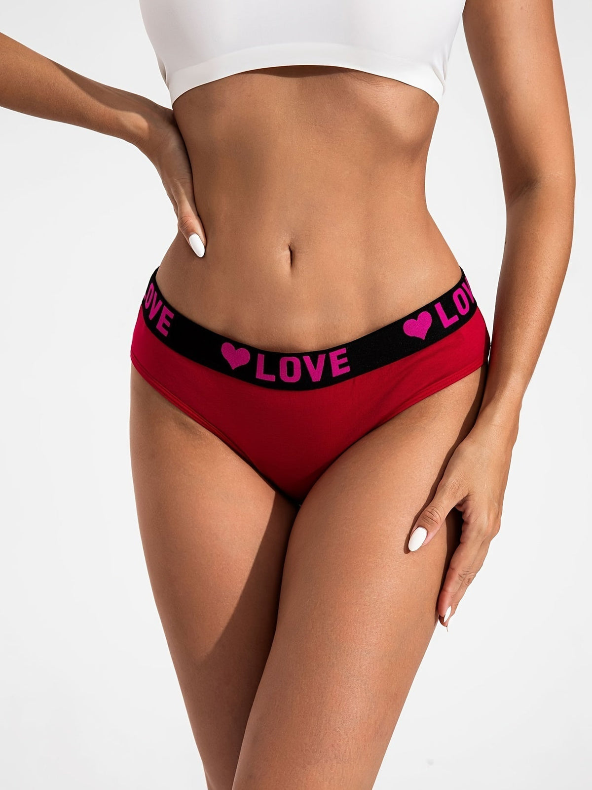 10-Pack Women's Cotton Panties Heart Print Breathable Soft Briefs Wide Waistband S-5XL Plus Size Ladies Underwear