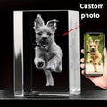 Custom 3D Laser Engraved Crystal Cube - Personalized Inner-Carved Pet Photo Portrait for Dog & Cat, Glass Crystal Keepsake for Bedroom & Living Room Decor, Birthday, Christmas & Holiday Gift