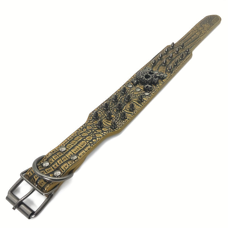 Spiked Studded Dog Collar with Leash Set – Rivet PU Leather Dog Collar for Training & Walking, Punk Rock Style Collar for Small Medium Large Dogs, Adjustable Heavy Duty with Metal Buckle