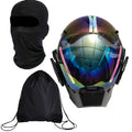 Futuristic Punk Mecha Mask Breathable Balaclava & Drawstring Backpack Set for Halloween Cosplay Rave Festival Stage Performance Photography