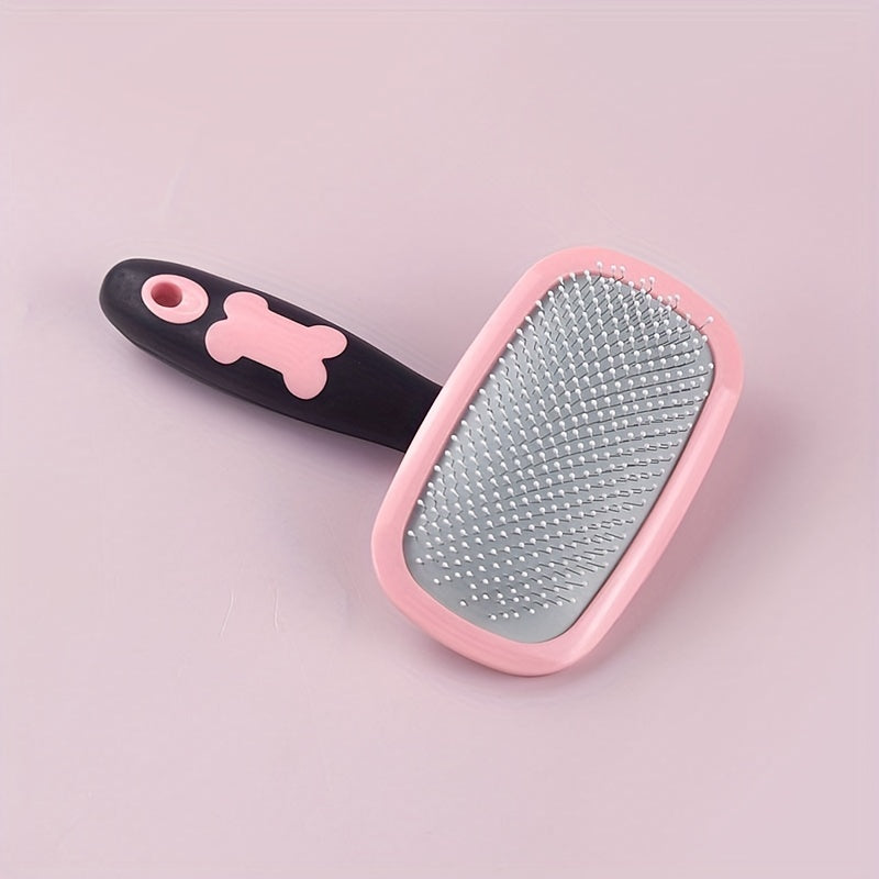 Pet Grooming Comb with Massage Particles - Stainless Steel Bristle Detangling Brush for Dogs & Cats, Removes Tangles & Loose Fur, Gentle Scalp Massage, Large Size (Pink or Blue)
