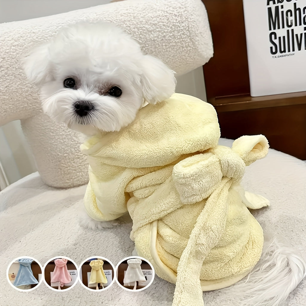 Ultra-Absorbent Pet Bathrobe for Dogs and Cats - Quick-Dry Soft Microfiber Towel Robe with Secure Closure for Small Dogs Cats and Kittens, All-Season Comfort, 6 Colors & Sizes S M L