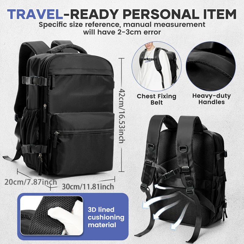 Vacuum Seal Travel Backpack with Air Pump – Expandable Large Capacity Compression Space Saver Laptop Carry-On Bag Oxford Cloth for Men Women Hiking Camping Travel