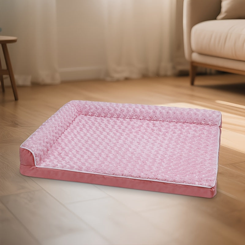 Large Dog Sofa Bed L-Shaped – Tri-Color Fabric Pet Sofa with Removable Cover & Non-Slip Base, Deep Sleep Orthopedic Couch Bed for Large & Medium Dogs