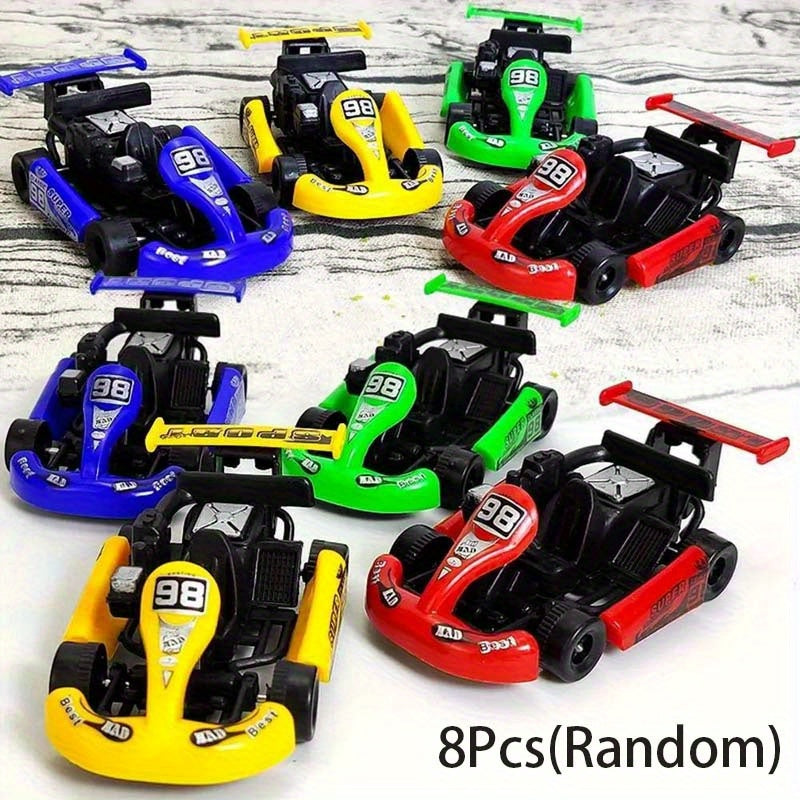 Mini Pull Back Cars 8 Pack - Colorful Cartoon Racing Kart Toy Cars for Kids, Birthday Party Favors, Pinata Stuffers, Goody Bag Fillers, Christmas Halloween Gifts & School Prizes (Random Colors)